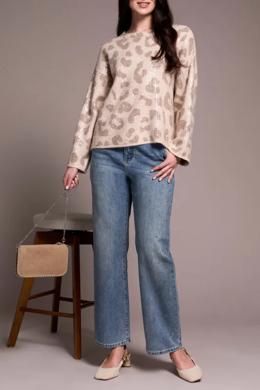 Tribal Celia Sequined Sweater - Sandstone sold by Boutique with Grace