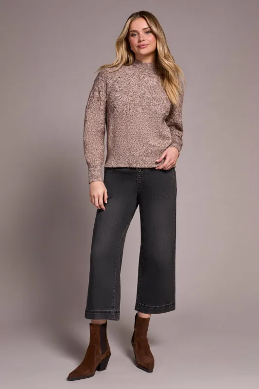 Tribal Helena Mock Neck Sweater - Wood sold by Boutique with Grace