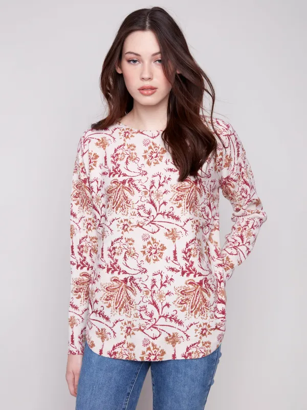 Charlie B Printed Round Hem Sweater - Calico sold by Boutique with Grace
