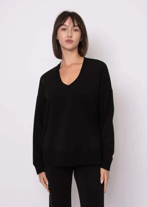 RD Vixie Rib V-Neck Top - Black sold by Boutique with Grace