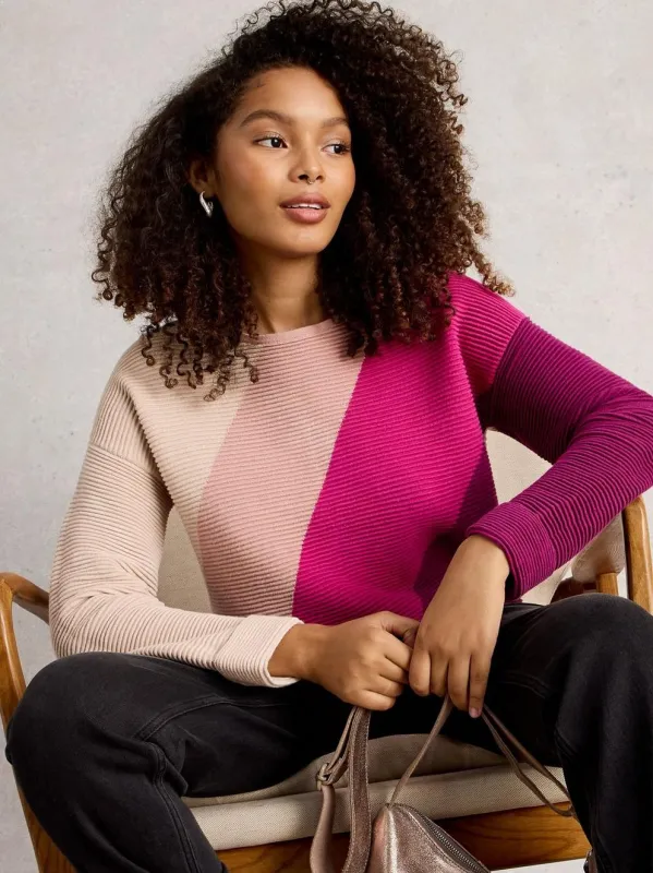 White Stuff Jana Colourblock Jumper - Purple sold by Boutique with Grace