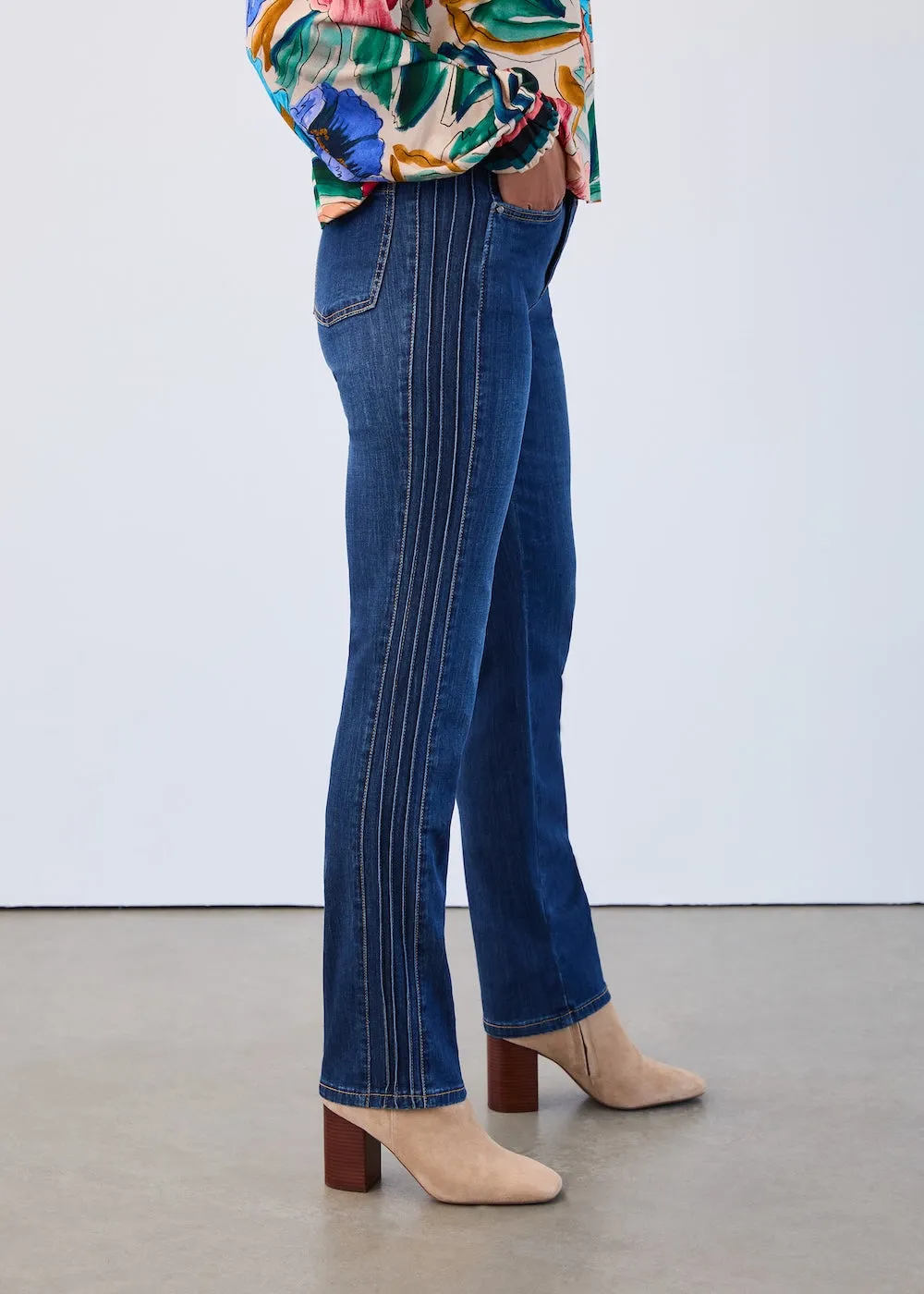 FDJ Olivia Side Pintuck Straight Leg - Dark Wash sold by Boutique with Grace product image thumbnail 4