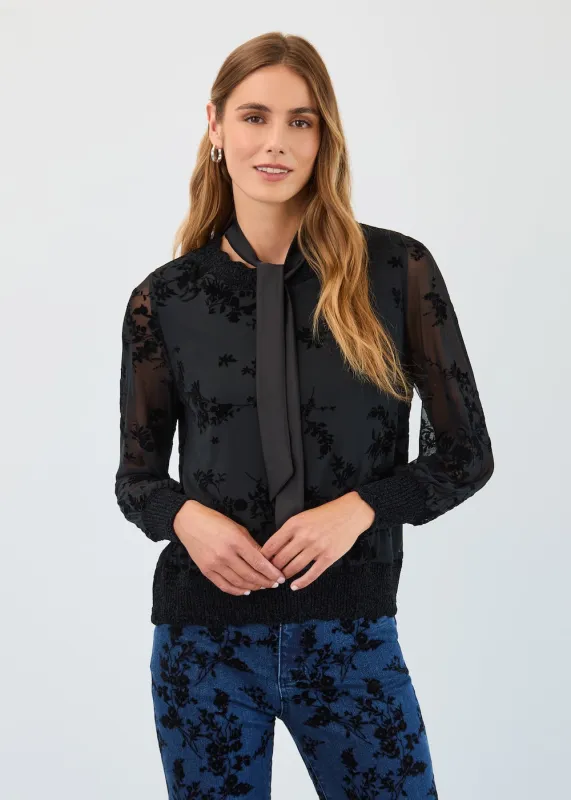 FDJ Flocked Mesh Sweater - Black sold by Boutique with Grace