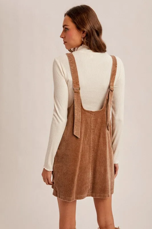 Hem & Thread Snow Wash Cord Pinafore - Taupe sold by Boutique with Grace product image thumbnail 4