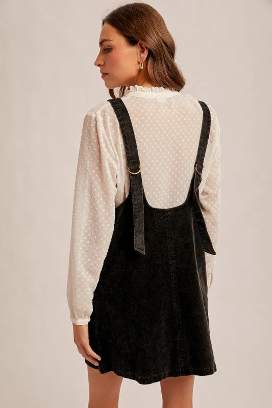 Hem & Thread Snow Wash Cord Pinafore - Black sold by Boutique with Grace product image thumbnail 4