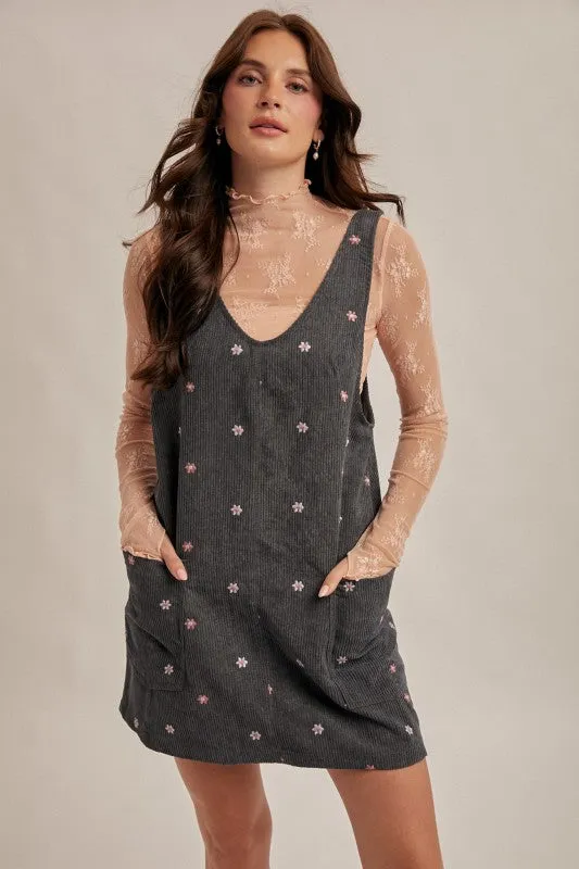 Hem & Thread Floral Pinafore - Teal sold by Boutique with Grace