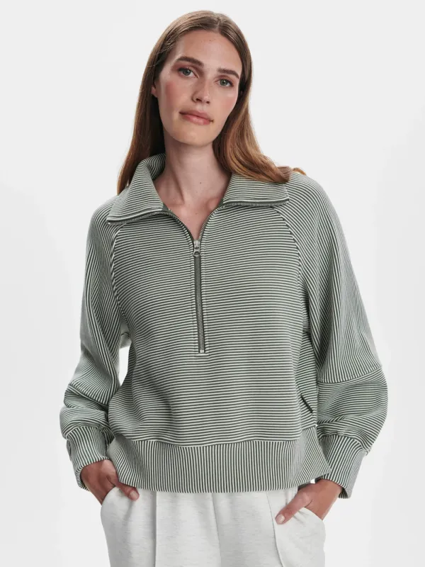 Varley Milano Half Zip Sweater - Thyme/Egret sold by Boutique with Grace