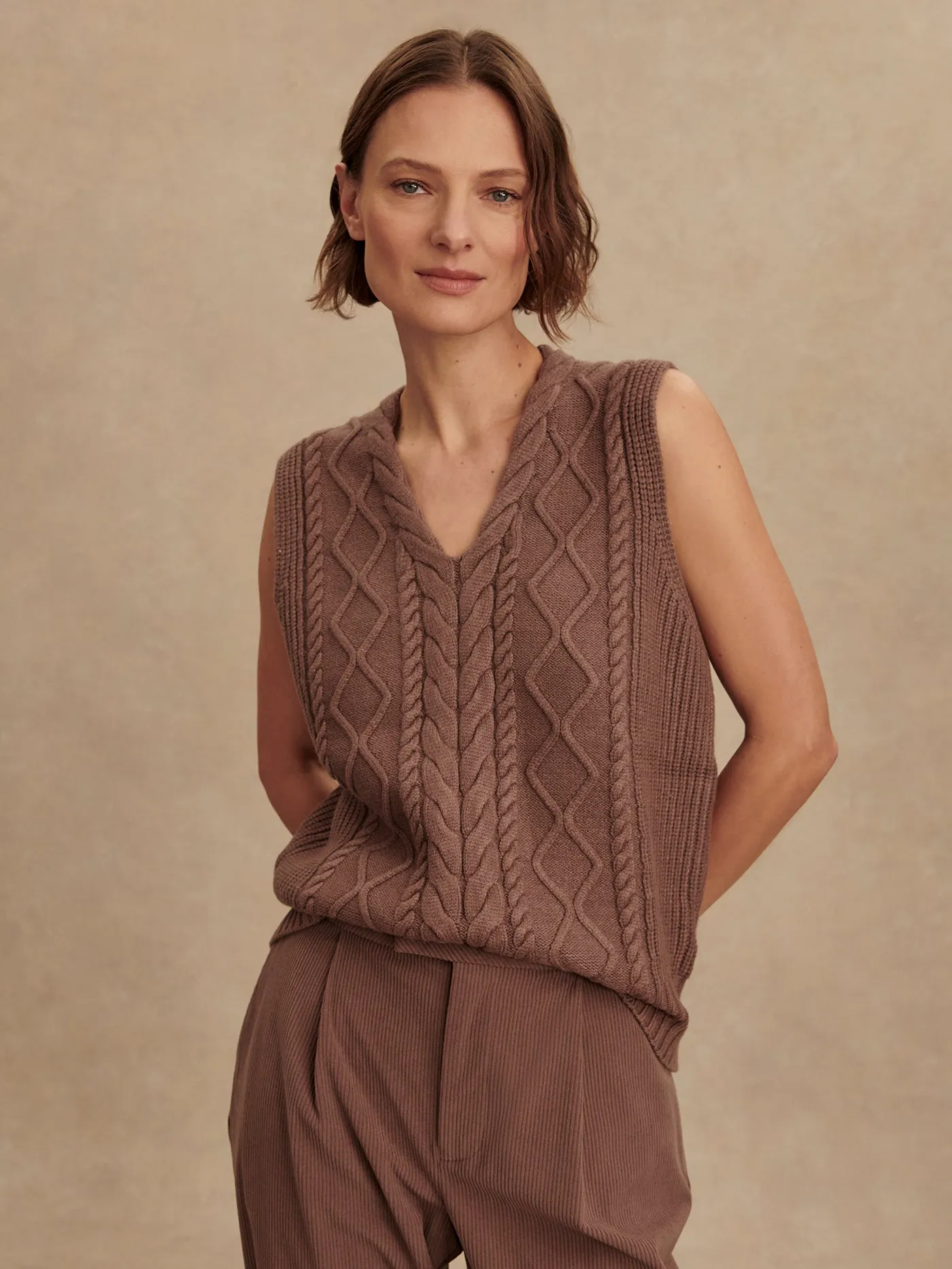 Varley Kay Knit Vest - Deep Taupe sold by Boutique with Grace