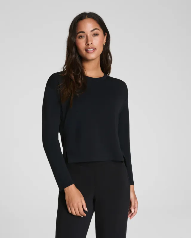 Spanx AirEssentials LS Side Slit Top - Very Black sold by Boutique with Grace