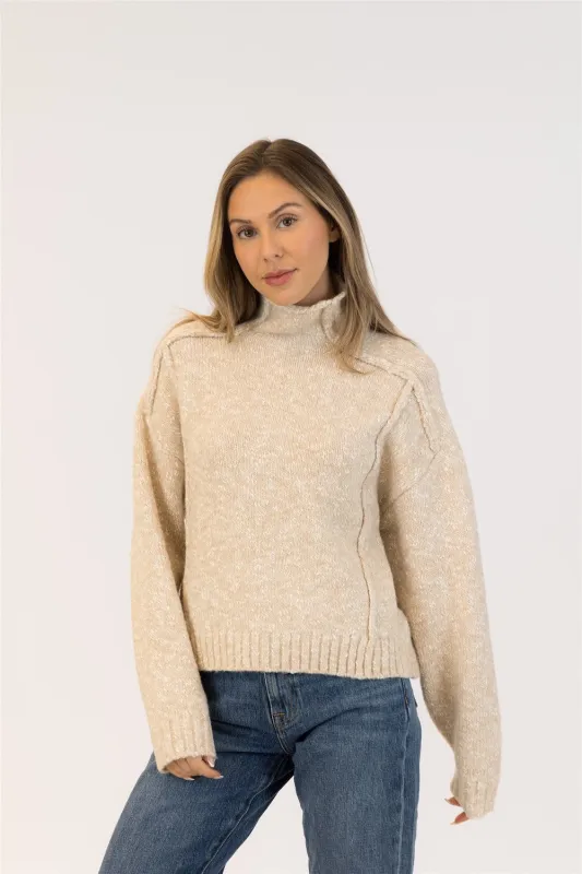 Lyla & Luxe Nellie Mockneck - Beige sold by Boutique with Grace
