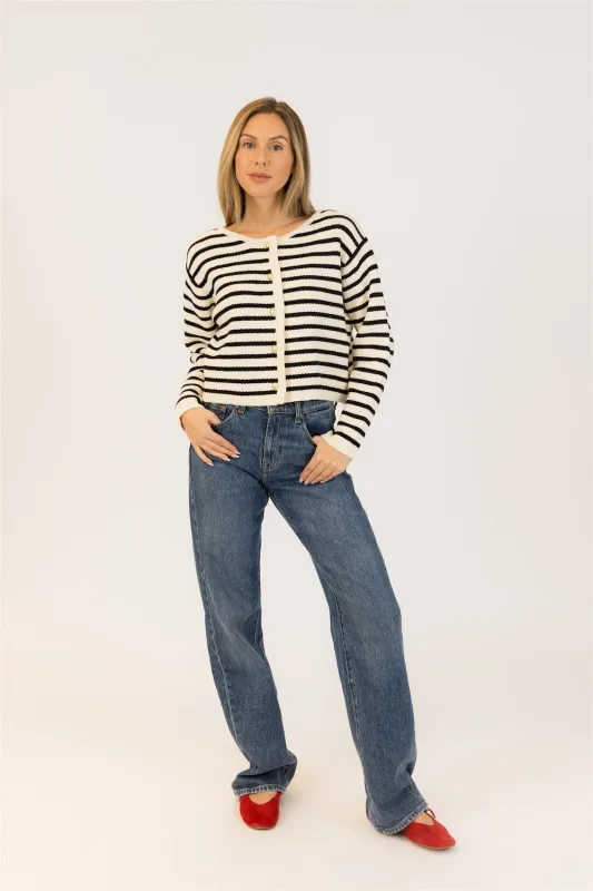 Lyla & Luxe Devon Cardi - Black/White sold by Boutique with Grace