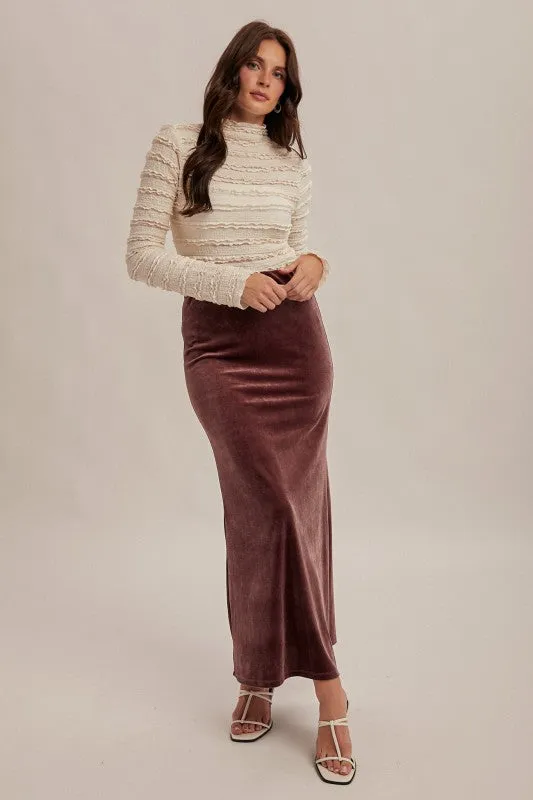 Hem & Thread Velvet Pull On Skirt - Dusty Purple sold by Boutique with Grace