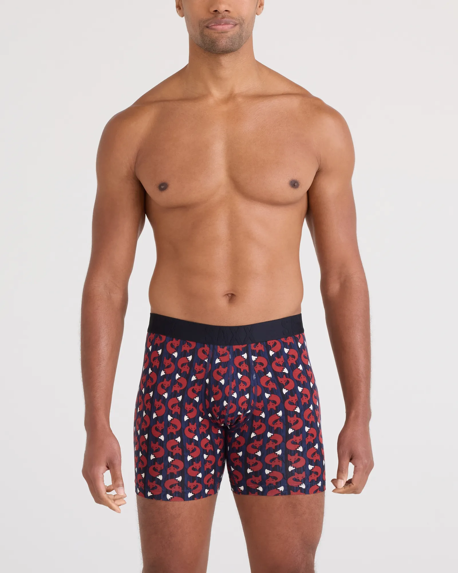 Saxx Droptemp Cooling Cotton Boxer Fly - Fox Check Navy sold by Boutique with Grace product image thumbnail 2