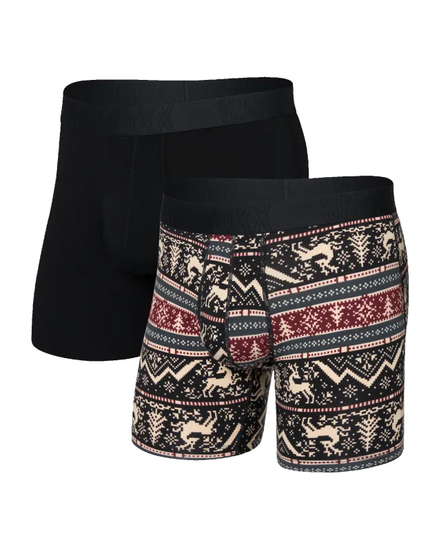 Saxx Droptemp Cooling Cotton Boxer Fly 2 Pack - Caribou/Black sold by Boutique with Grace