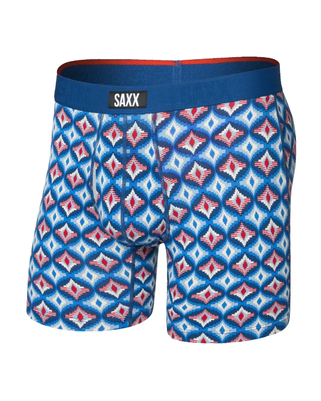 Saxx Vibe Xtra Boxer Brief Fly - Lo-Tech Foulard Blue sold by Boutique with Grace
