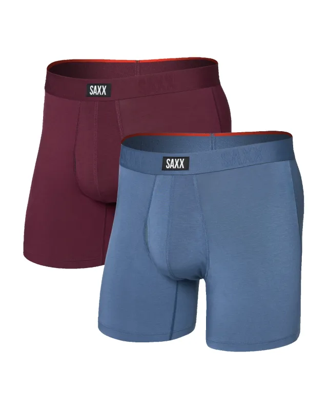 Saxx Vibe Xtra Boxer Brief Fly 2 Pack - Maroon/Washed Indigo sold by Boutique with Grace