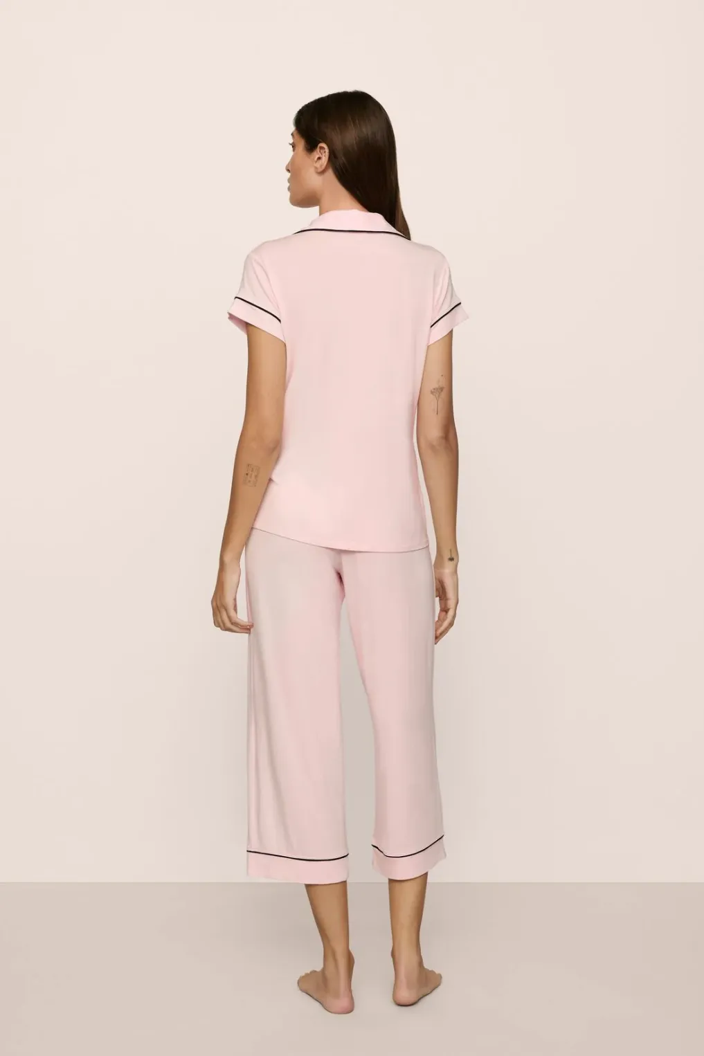 Eberjey Gisele Cropped PJ Set - Sorbet Pink/Black sold by Boutique with Grace product image thumbnail 3