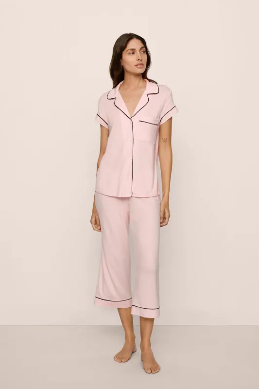 Eberjey Gisele Cropped PJ Set - Sorbet Pink/Black sold by Boutique with Grace