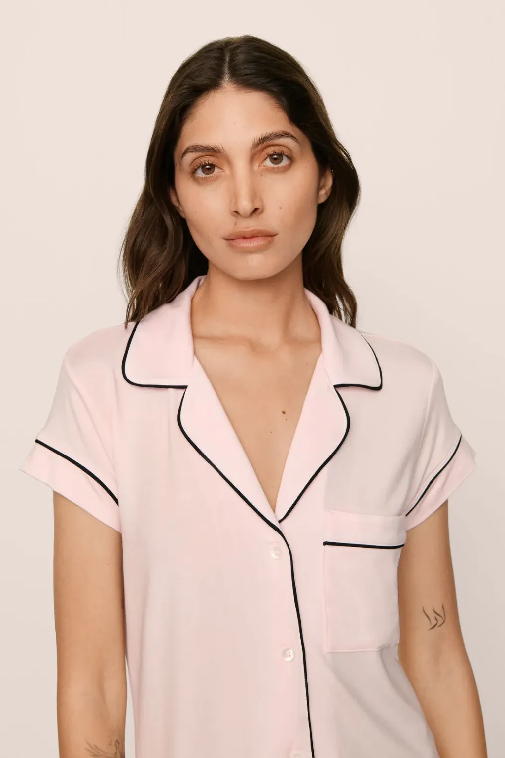 Eberjey Gisele Cropped PJ Set - Sorbet Pink/Black sold by Boutique with Grace product image thumbnail 2