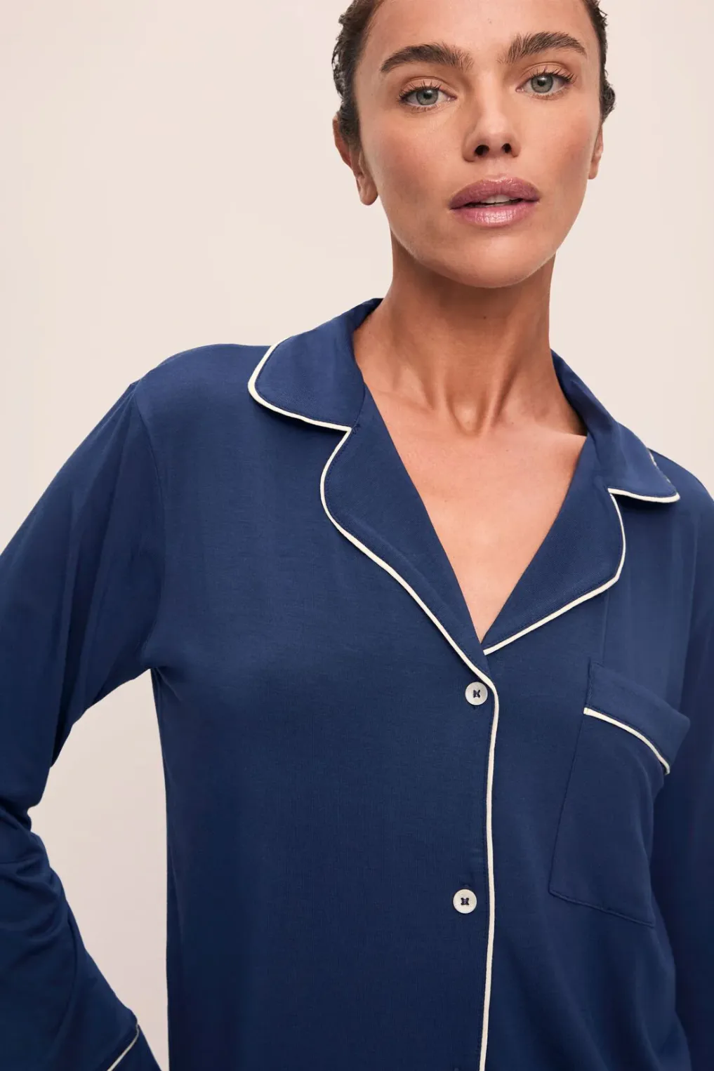 Eberjey Gisele Long PJ Set - Navy/Ivory sold by Boutique with Grace product image thumbnail 2