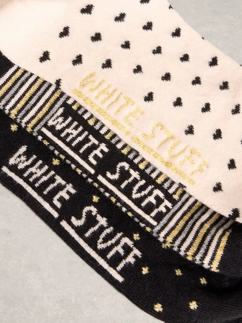 White Stuff 3Pk Sparkle Ankle Socks - Black Multi sold by Boutique with Grace product image thumbnail 2