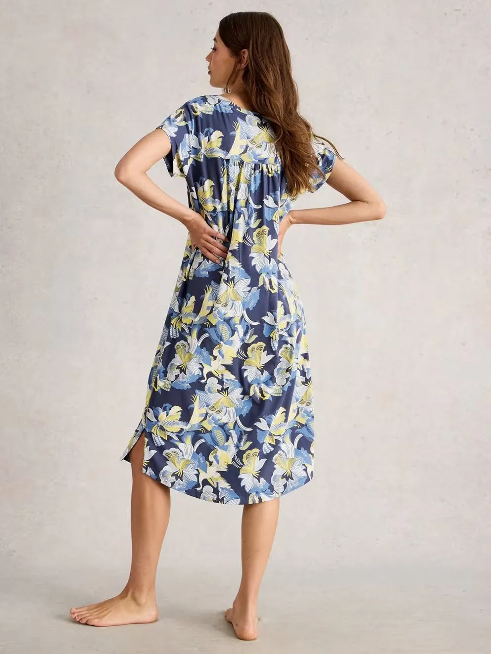 White Stuff Eva Midi Jersey Nightie - Purple Print sold by Boutique with Grace product image thumbnail 2