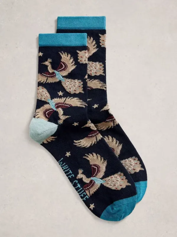 White Stuff Pattern Ankle Sock - Navy Print sold by Boutique with Grace