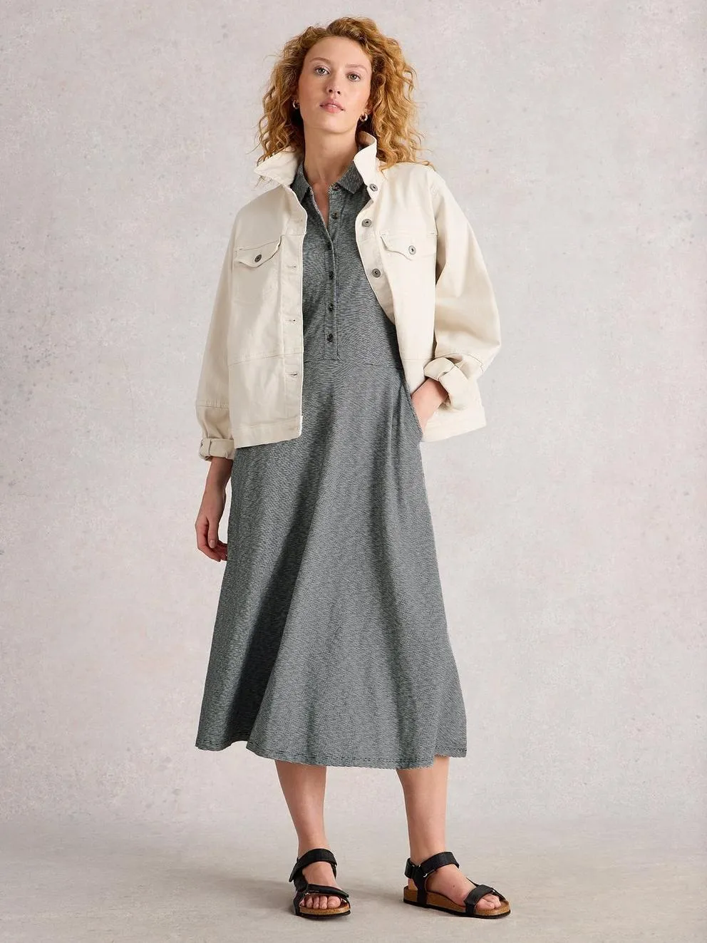 White Stuff Rua Half Placket Dress - Navy Multi sold by Boutique with Grace