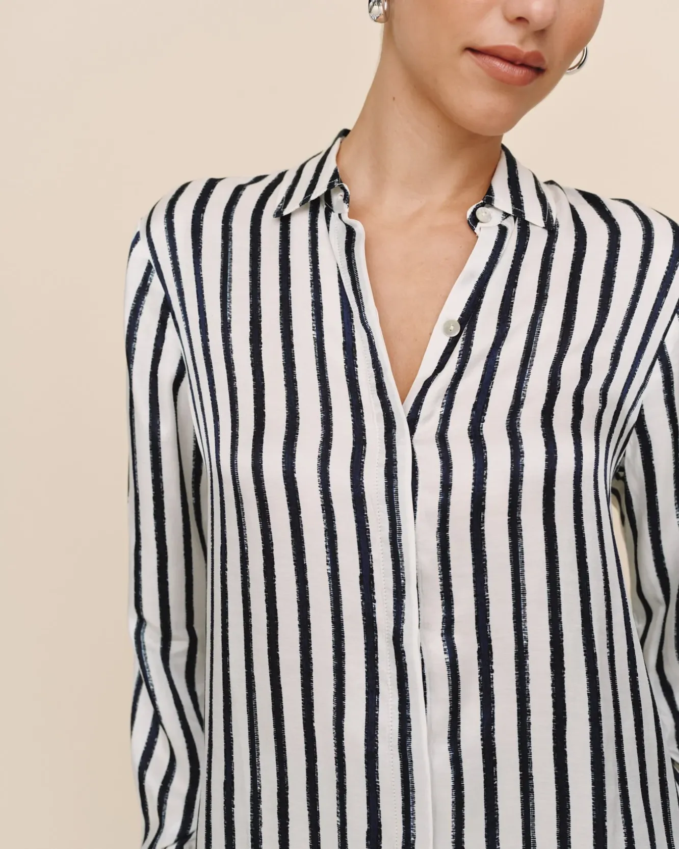 Bella Dahl High Low Hem Shirt - Indigo Ink Stripe sold by Boutique with Grace