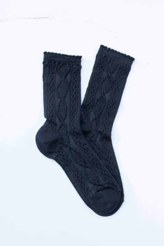 Tiepology Twist Cotton Crew Socks - Black sold by Boutique with Grace