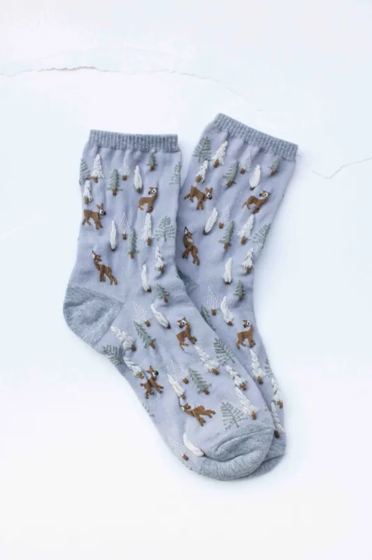 Tiepology Forest Friends Socks - Grey made by Tiepology