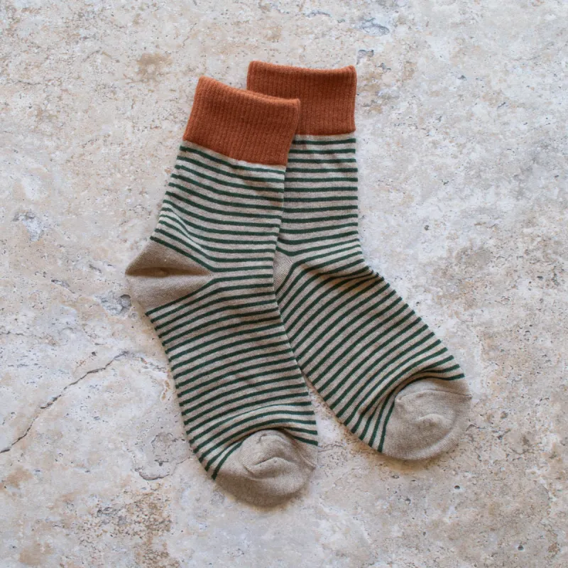 Tiepology 2 Tone Stripe Socks - Rust/Mocha made by Tiepology