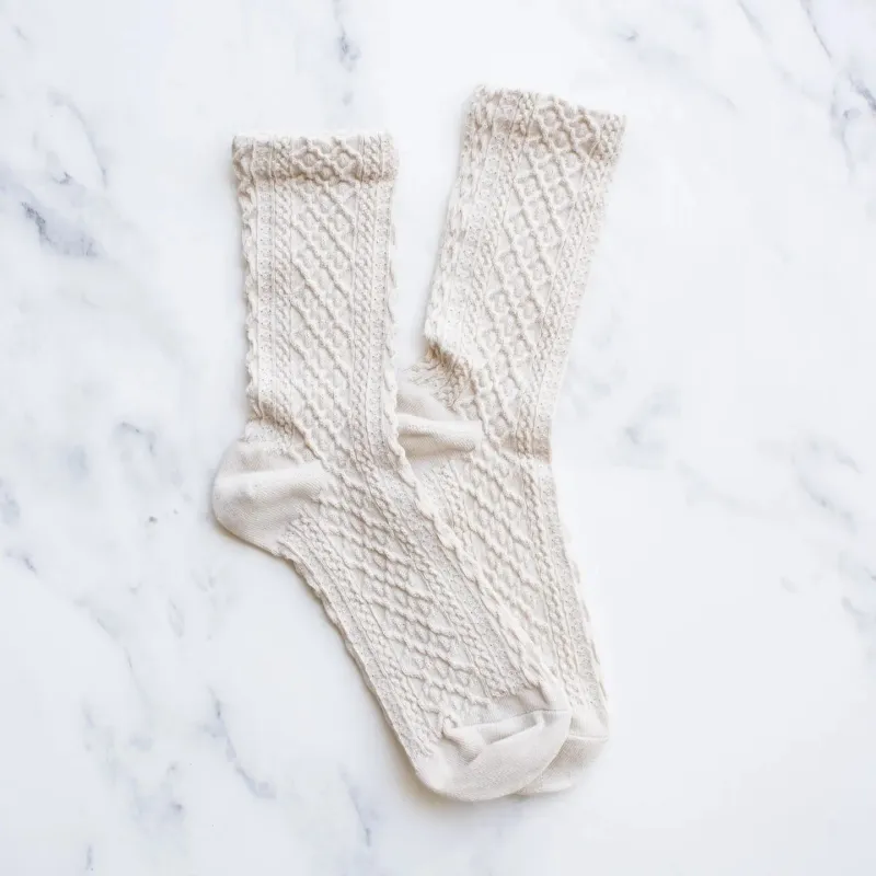 Tiepology Honeycomb Socks - Oatmeal sold by Boutique with Grace