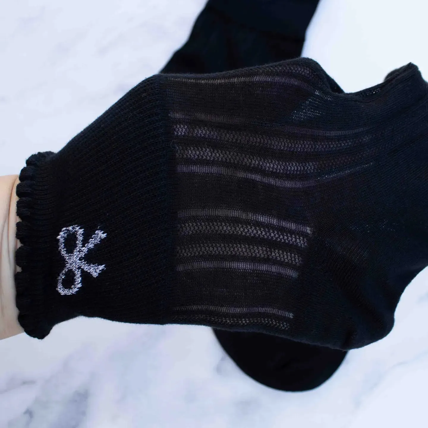 Tiepology Sheer Stripe Bow Socks - Black sold by Boutique with Grace product image thumbnail 2