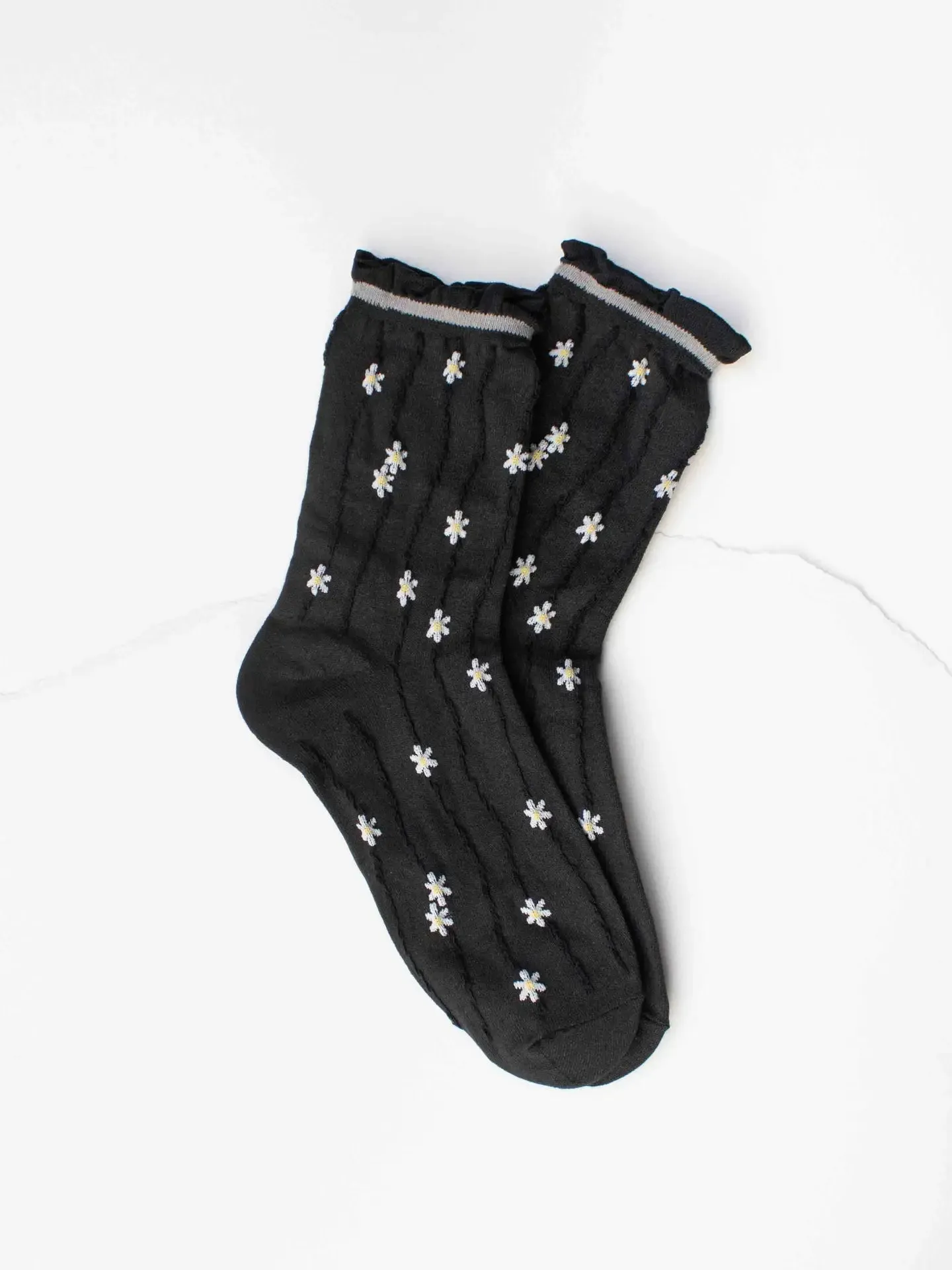 Tiepology Wavy Daisy Socks - Black sold by Boutique with Grace