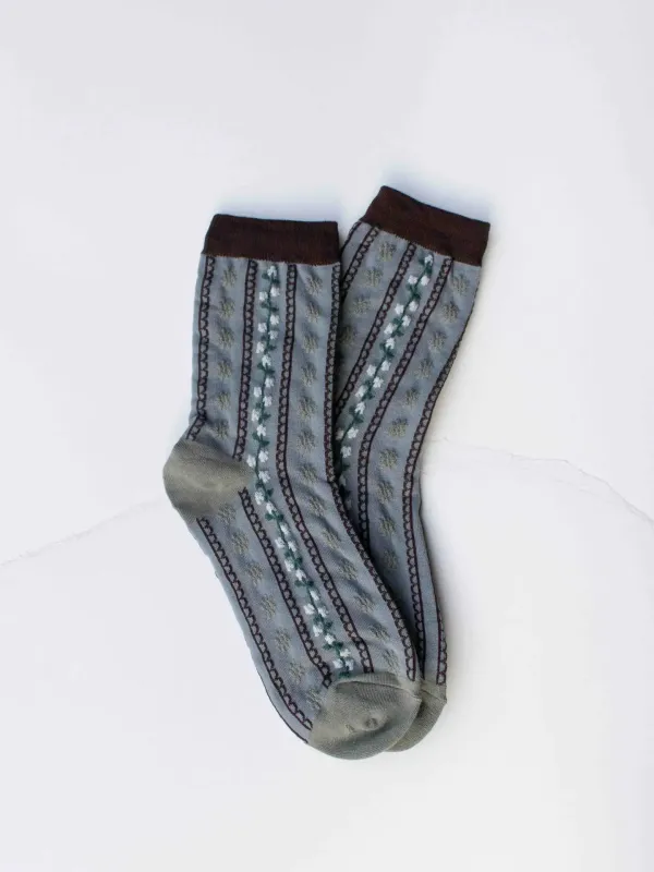 Tiepology Vintage Stripe Floral Socks - Greywood sold by Boutique with Grace