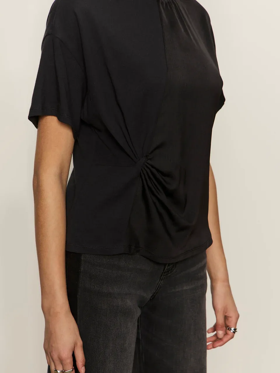 Sanctuary Satin Mix Tee - Black sold by Boutique with Grace product image thumbnail 4