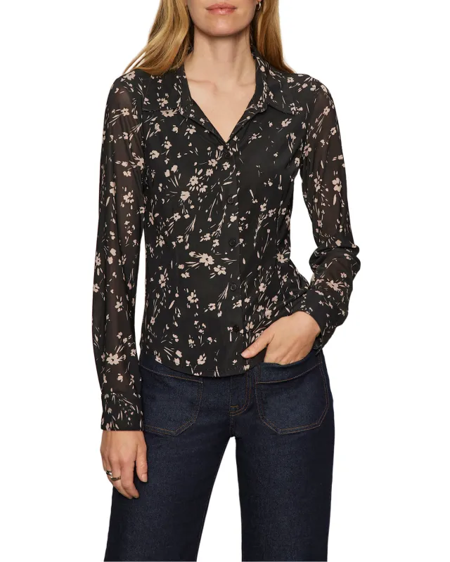 Sanctuary Fitted Mesh Buttondown - Edelweiss sold by Boutique with Grace