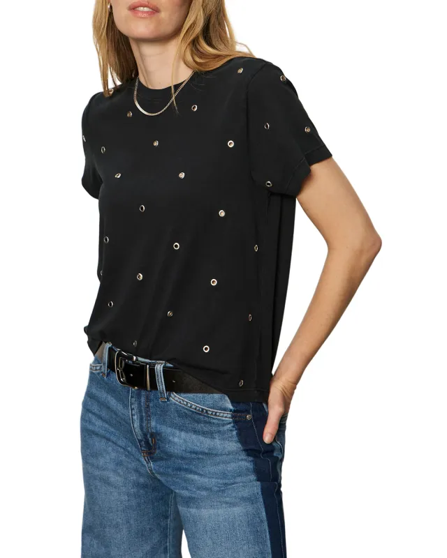 Sanctuary Embellished Grommet Tee - Faded Black sold by Boutique with Grace