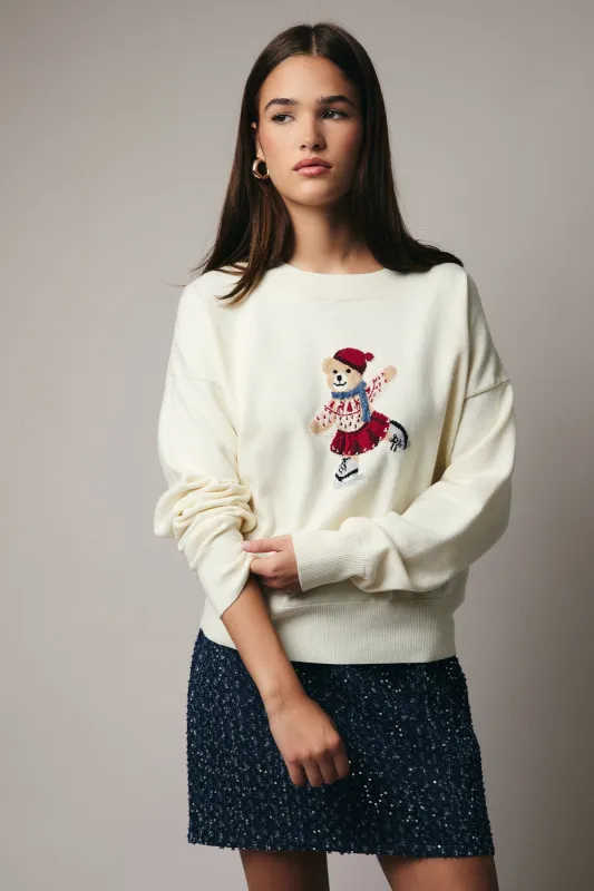 Le Lis Skating Bear Graphic Sweater - Cream made by Le Lis
