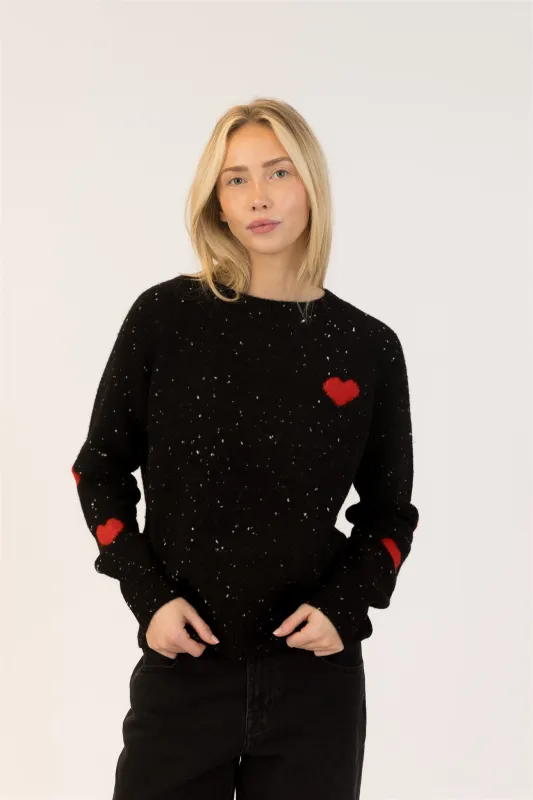 Lyla & Luxe Phillipa Flecked Pullover - Black/Red sold by Boutique with Grace