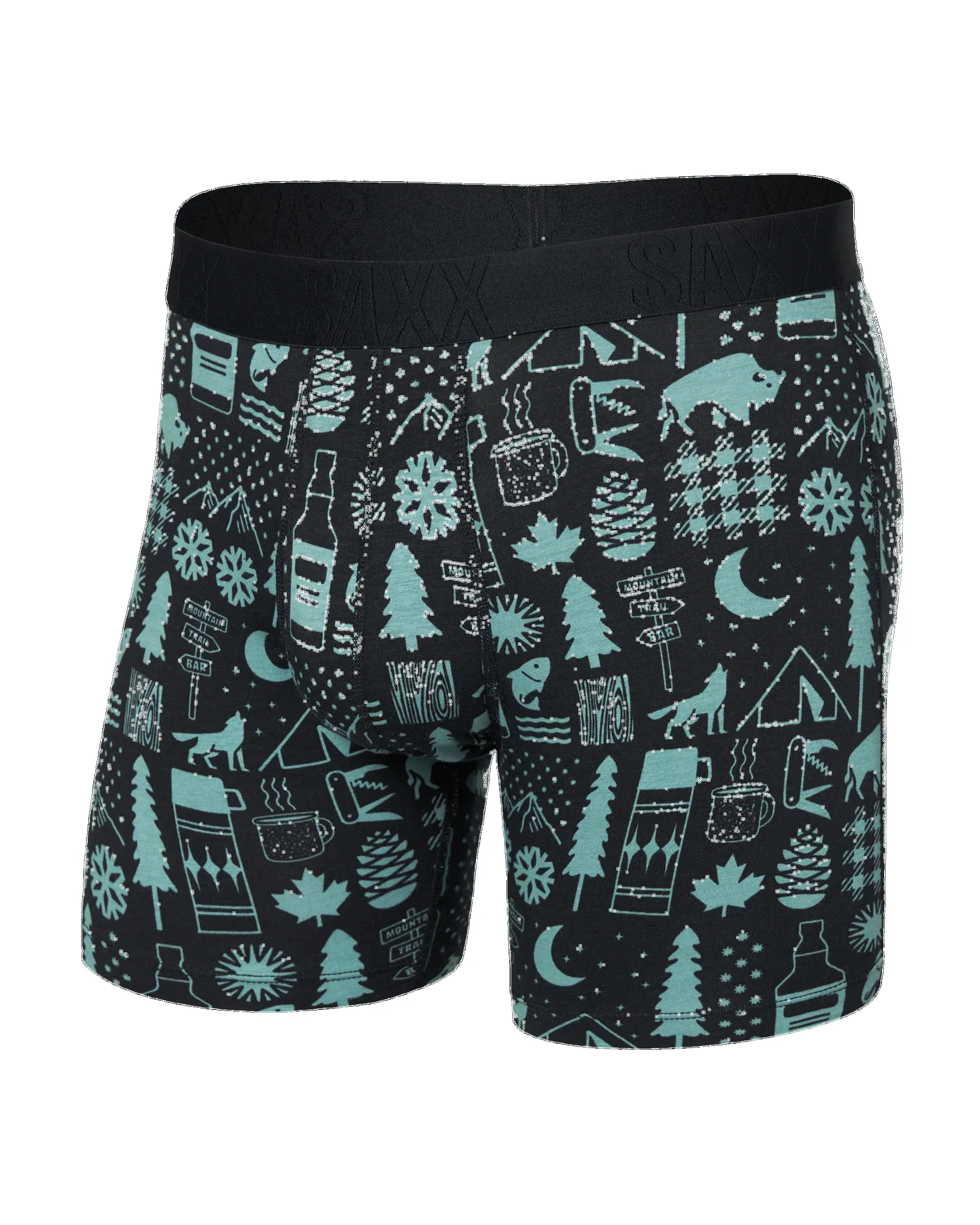 Saxx Droptemp Cooling Cotton Boxer Fly - Camp Stamps Black sold by Boutique with Grace product image thumbnail 3