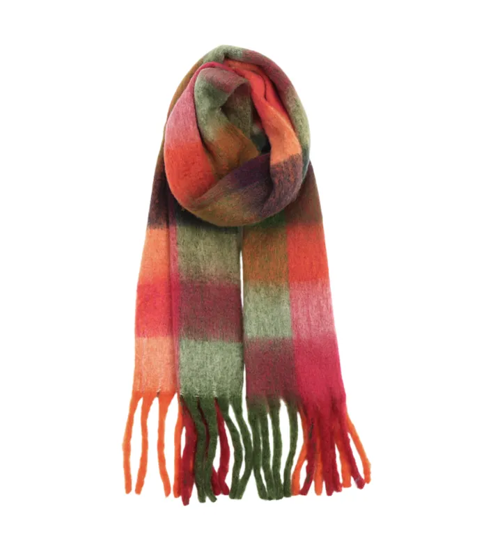 Adorro Chunky Plaid Scarf - Multi Plaid sold by Boutique with Grace