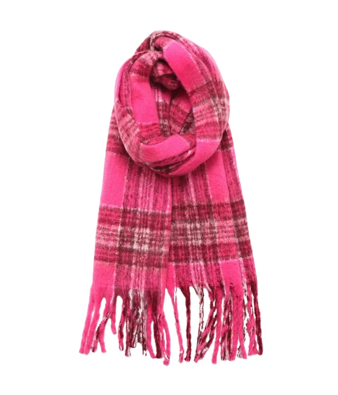 Adorro Chunky Plaid Scarf - Pink Plaid sold by Boutique with Grace