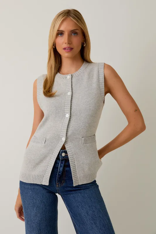 Le Lis Buttondown Vest - Heather Grey made by Le Lis