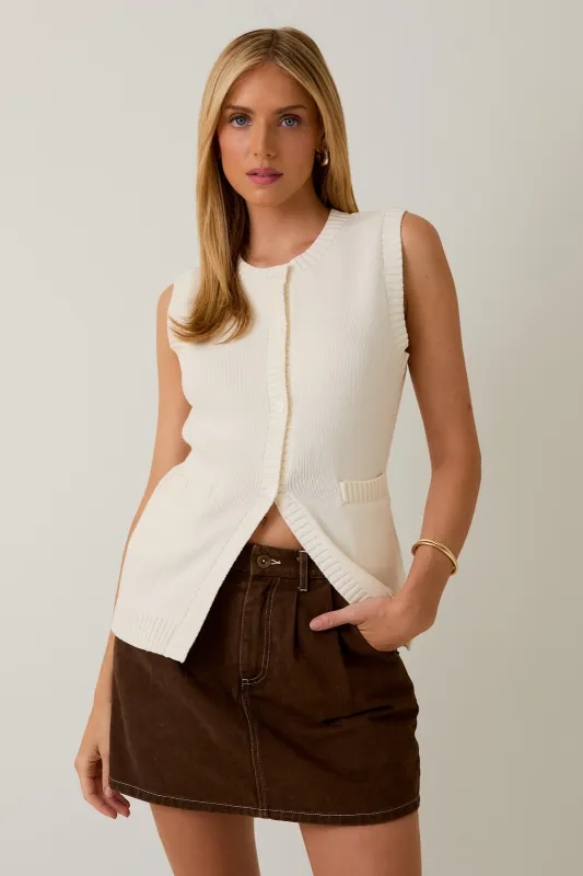 Le Lis Buttondown Vest - White made by Le Lis