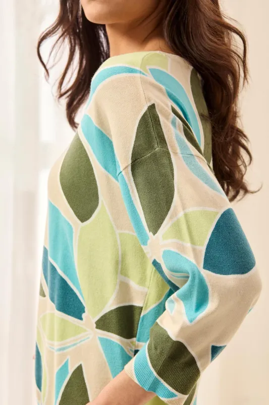 Tribal Everleigh Printed Sweater - Aqua Sky made by Tribal