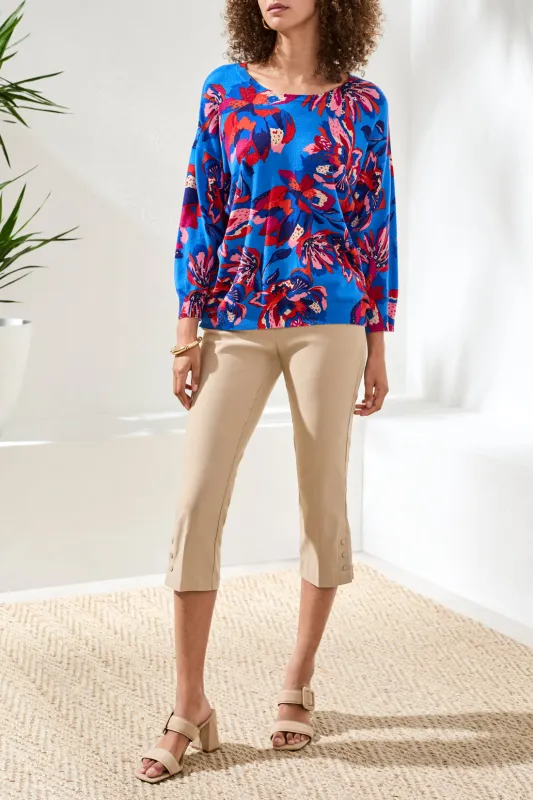 Tribal Everleigh Printed Sweater - Turkish Sea made by Tribal