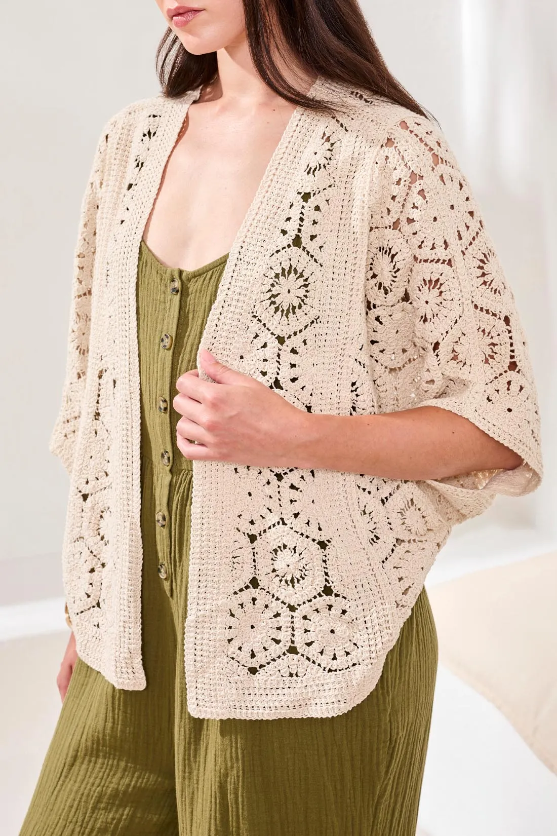 Tribal Crochet Cardi - Natural sold by Boutique with Grace product image thumbnail 3