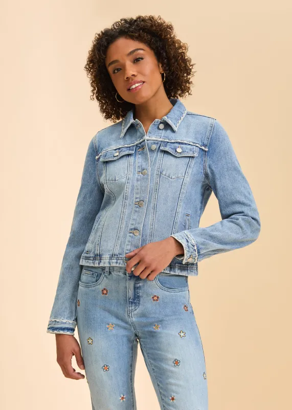 FDJ Embellished Denim Jacket - Pale made by Boutique with Grace